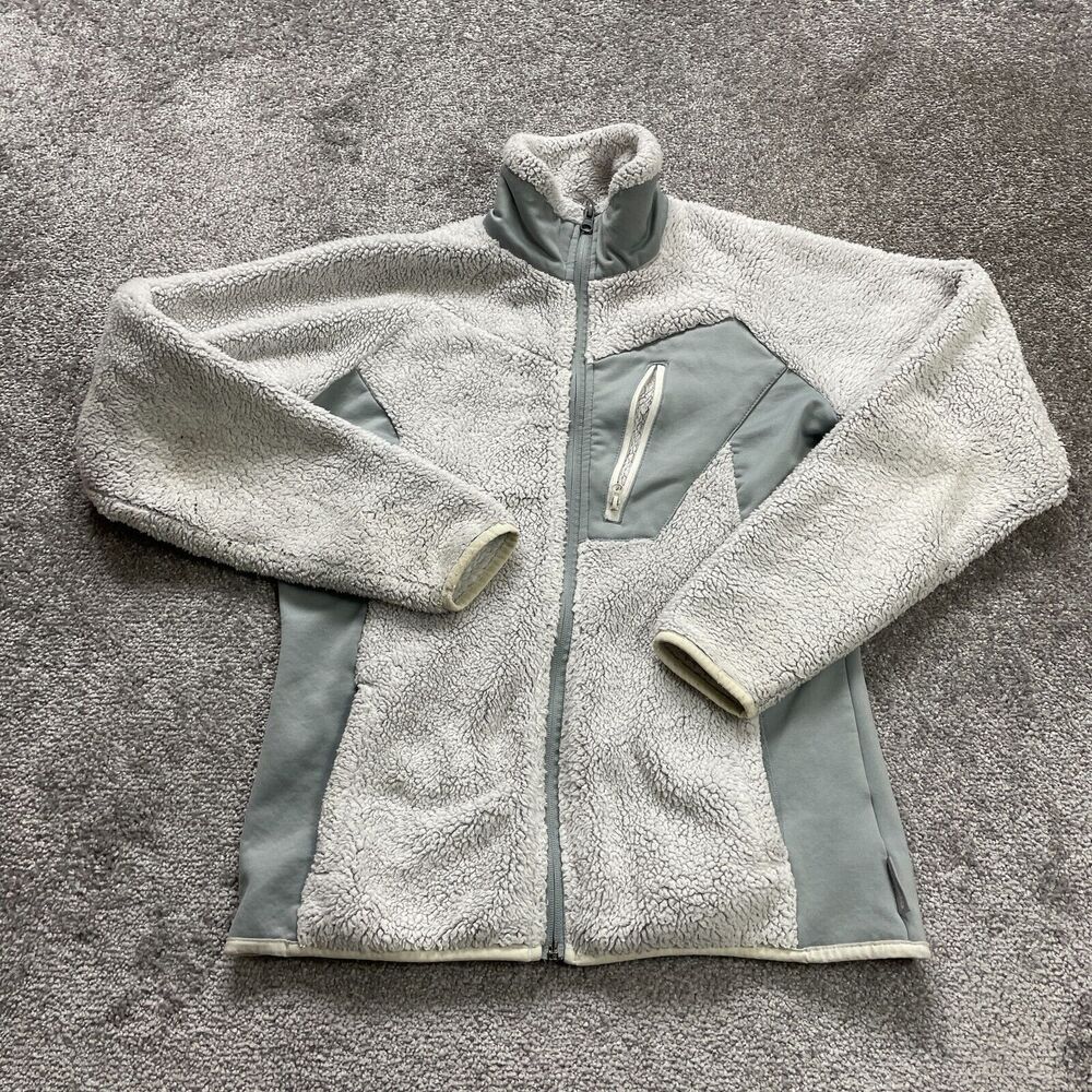 Columbia By The Lake Fleece Jacket Womens Small White Gray Full Zip High Neck